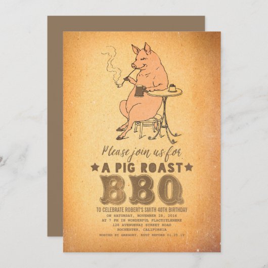 Invitation Fun BBQ Anniversaire fête (Devant / Derrière)