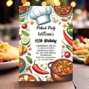 Invitation Fun Bbq Taco Chef Soup Potluck Party 40e anniversa