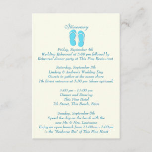 Invitation Fun Beach Flip Flops Blue Wedding Intinerary