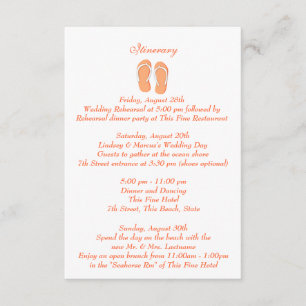 Invitation Fun Beach Flip Flops Orange Mariage Intinéraire