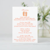 Invitation Fun Beach Flip Flops Orange Wedding Intinerary (Debout devant)