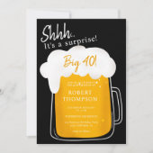 Invitation Fun Bière pinte noir surprise quarante anniversair (Devant)