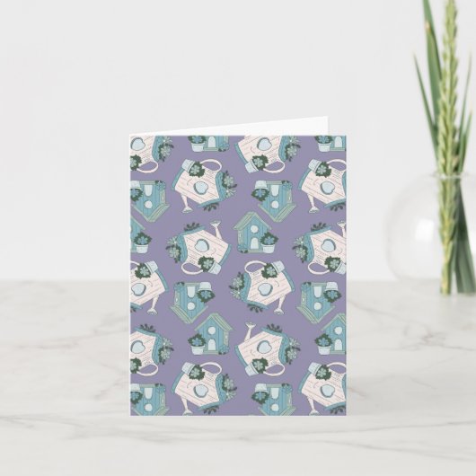 Invitation Fun Birdhouse Design Purple Blue White (Devant)