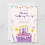 Invitation Fun birthday cake candy  (Devant)