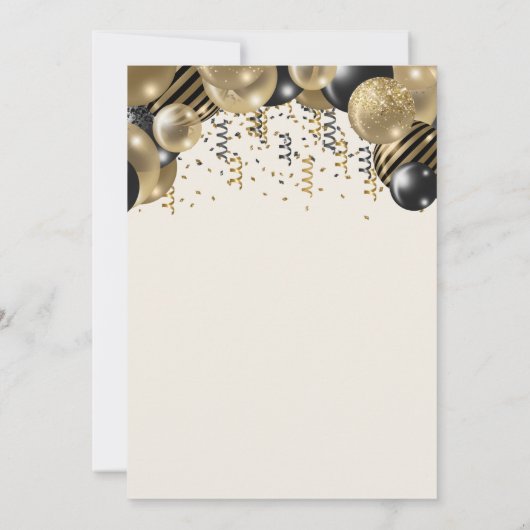 Invitation Fun Black Gold Balloon Arch Party de graduation (Dos)