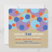 Invitation Fun Blue Bubbly Dots Photo Boy 1er Anniversaire (Devant)