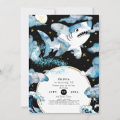 Invitation Fun Blue Editable Shark Anniversaire (Devant)