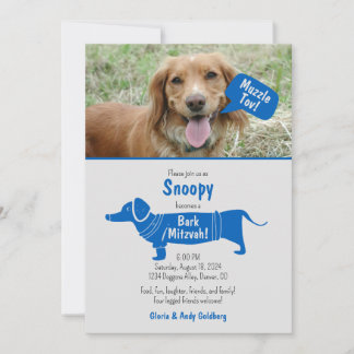 Invitation Fun Blue Grey Animateur Chien Muzzle Tov Bark Mitz