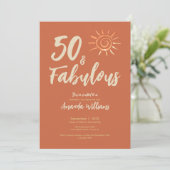 Invitation Fun Boho 50 et Fabulous Terracotta Anniversaire (Debout devant)
