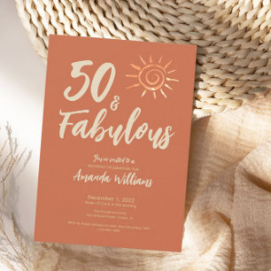 Invitation Fun Boho 50 et Fabulous Terracotta Anniversaire