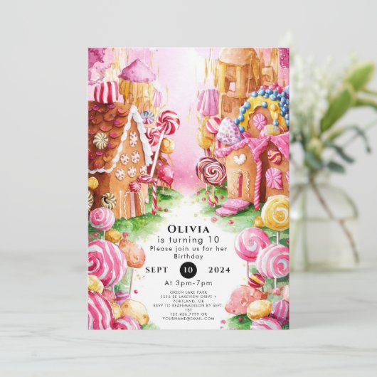 Invitation Fun Boho Candyland Anniversaire (Debout devant)