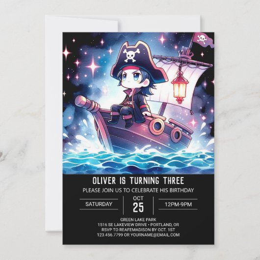 Invitation Fun Boho Pirate Anniversaire (Devant)