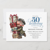 Invitation Fun Bold Man 50th Birthday Comedy Event Invite (Devant)