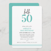 Invitation FUN Bonjour 50 moderne 50e anniversaire menthe (Devant / Derrière)