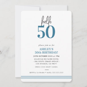 Invitation FUN bonjour 50 moderne fête d'anniversaire 50 ans