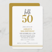 Invitation FUN bonjour 50 moderne fête d'anniversaire des 50  (Devant / Derrière)