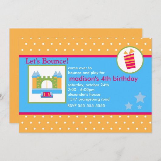 Invitation Fun Bounce House (Devant / Derrière)