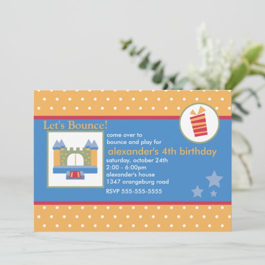 Invitation Fun Bounce House, fête d'anniversaire (Debout devant)