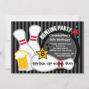 Invitation Fun Bowling Boys Birthday Party