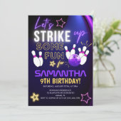 Invitation Fun Bowling party Design for Girls (Debout devant)