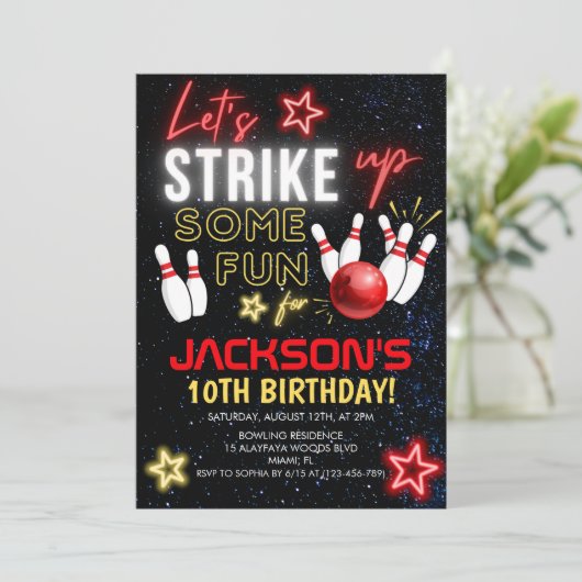 Invitation Fun Bowling party for Kids (Debout devant)