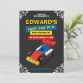 Invitation Fun Brick Racer Birthday Party (Debout devant)