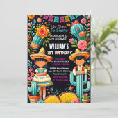 Invitation fun cactus mignon uno taco première fête 1er anniv (Debout devant)