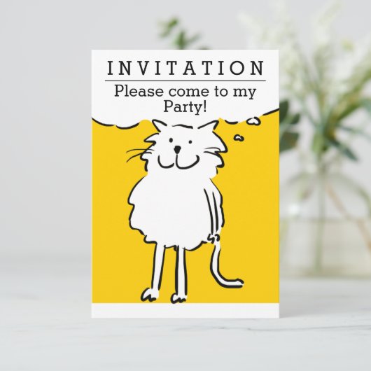 Invitation Fun Cat Design Party (Debout devant)