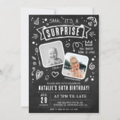 Invitation Fun Chalkboard Doodle 2 Photo Surprise Anniversair (Devant)