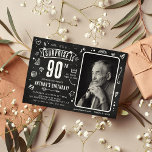 Invitation Fun Chalkboard Doodle Photo Surprise 90e anniversa<br><div class="desc">Amusant chalkboard moderne doodle photo 'Shhh... C'est une surprise' 90ème anniversaire de fête Invitation! L'établissement dispose d'un tableau de bord rustique et d'un doodle à craie blanche. Il vous suffit de télécharger une photo et de customiser le modèle avec vos propres détails d'événement.</div>