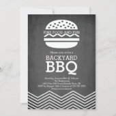 Invitation Fun Chalkboard moderne Chevron Barbecue Party (Devant)