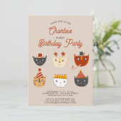 Invitation Fun Chat Personnalisé 1er Anniversaire Fête Invita (Debout devant)