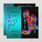 Invitation FUN Chaussures haute talon Anniversaire Fête (Devant / Derrière)