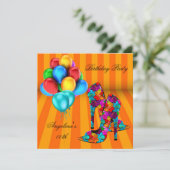 Invitation FUN Chaussures haute talons Ballons de fête d'anni (Debout devant)