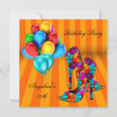 Invitation FUN Chaussures haute talons Ballons de fête d'anni (Devant)