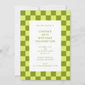 Invitation Fun Checkerboard Olive Lime Géométrique Anniversai (Devant)