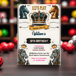 Invitation Fun Chess King and Queen Game Night 13e anniversai