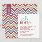 Invitation Fun Chevron Christmas Party (Devant / Derrière)