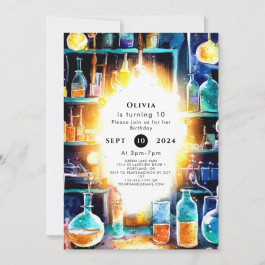 Invitation Fun Chimie Scientifique Anniversaire (Devant)