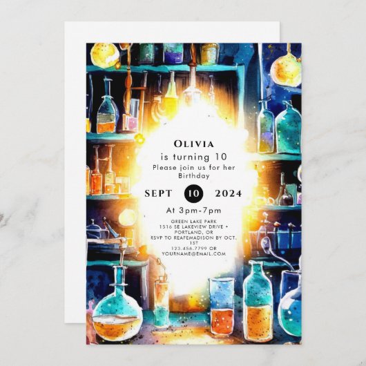 Invitation Fun Chimie Scientifique Anniversaire (Devant / Derrière)