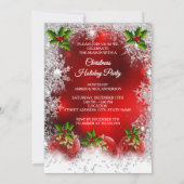 Invitation Fun Christmas Holiday Party Red Couple 3 Chiens (Dos)