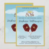 Invitation Fun Cinquante Pickleball Lady 50e Anniversaire fêt (Devant / Derrière)
