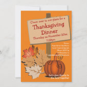 Invitation Fun Citrouille d'automne part MERCI DÎNER (Devant)