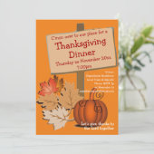 Invitation Fun Citrouille d'automne part MERCI DÎNER (Debout devant)