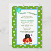 Invitation Fun Clown coloré fête d'anniversaire (Devant)