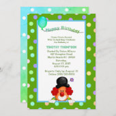 Invitation Fun Clown coloré fête d'anniversaire (Devant / Derrière)