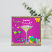 Invitation Fun Cocktail de la fête de la piscine d'été (Debout devant)
