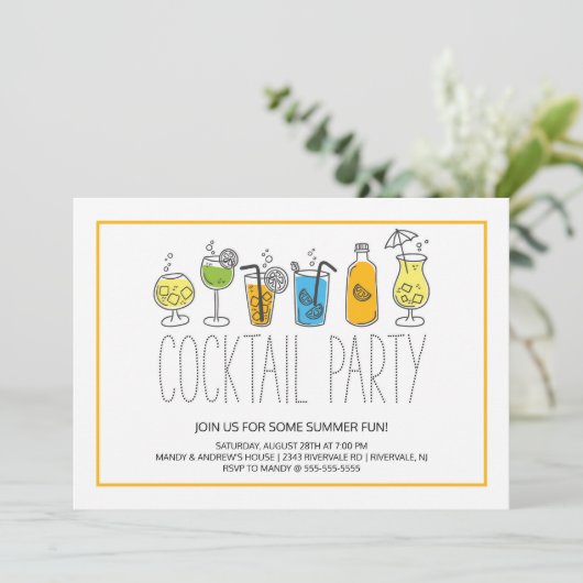 Invitation Fun Cocktail Fun Party (Debout devant)