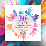 Invitation Fun Color Splash 90th Birthday<br><div class="desc">Fun Color Splash 90th Birthday Invitation For Women. Il Est Facile De Modifier L'Exemple De Texte En Cliquant Personnaliser Ce Modèle. Cliquez Sur Modifier À L'Aide De L'Outil De Création Pour Modifier Le Type De Police, La Couleur De Police, La Taille De Police, Ou Pour Ajouter/Supprimer/Modifier Le Texte Ou Les...</div>