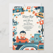 Invitation Fun Colorful Cars Boy Baby shower (Devant)